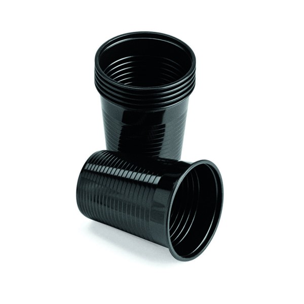 CUPS: PLASTIC - MONOART 'BLACK' 180ML 100 Per Bag