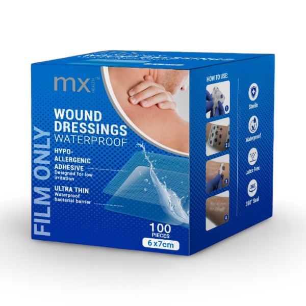 MX™ Waterproof Wound Dressing 6cm x 7cm 100 Pack MX™ Waterproof Wound Dressing 6cm x 7cm 100 Pack