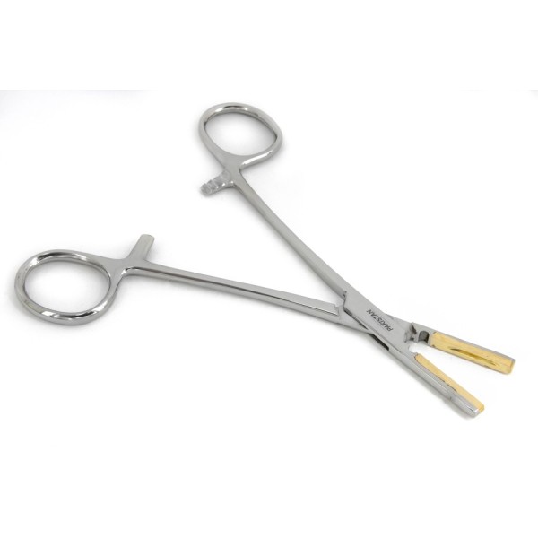 Dermal Anchor Locking Forceps 14cm with Brass Tips